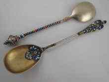 A cloisonne enamelled silver gilt spoon in the Norwegian manner