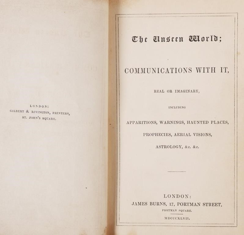 Rebound copy of 1847 treatise on the immaterial world including