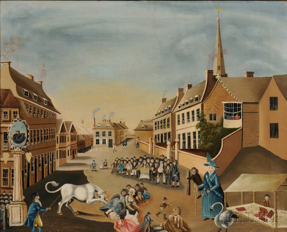 British School 19th Century Stamford Bull Running Lincolnshire c 1800