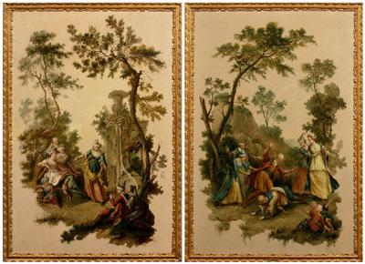 Pair paintings attributed Le Prince Le Colin Maillard and Le
