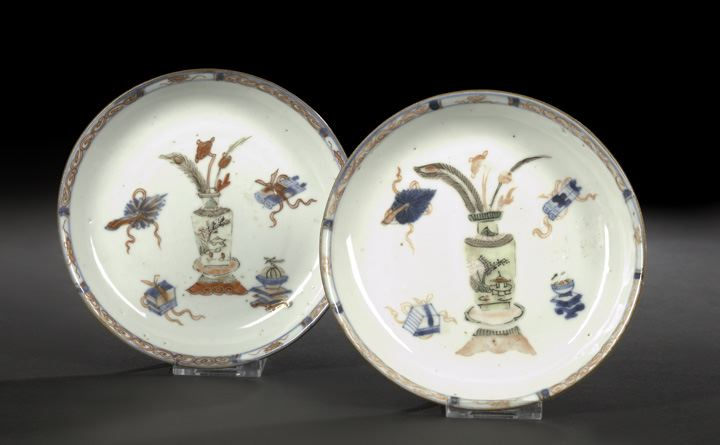 Pair of Chinese Porcelain Saucer Dishes 19th century each thinly
