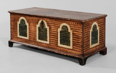 Paint Decorated Pine Blanket Chest attributed to Lebanon County Pennsylvania