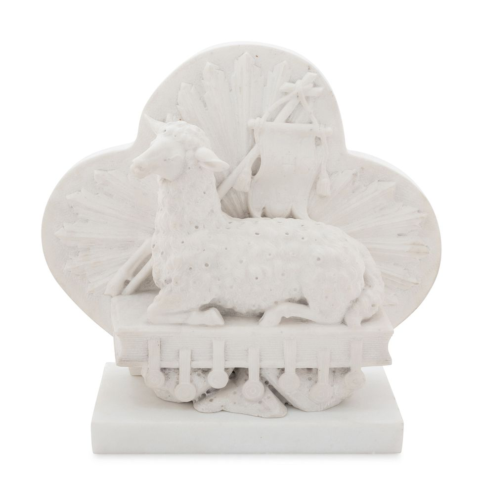 A Carved Marble Figural Group Allegorical of the Lamb of