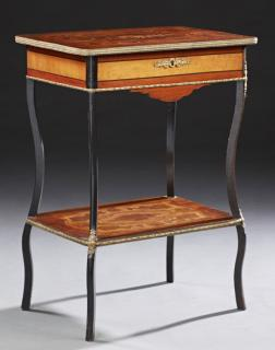 French Marquetry Inlaid Ormolu Mounted Work Table c 1870 the