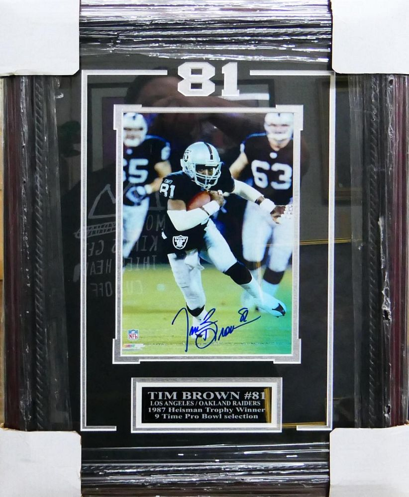 TIM BROWN 81 SIGNED PHOTOGRAPH FRAMED Tim Brown NFL player