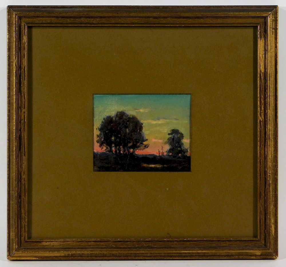 Antonio Cirino Miniature Sunset Landscape Painting Antonio Cirino Rhode Island