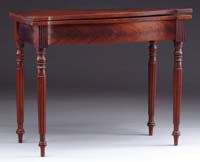 SHERATON SHAPED FRONT CARD TABLE Top having squared corners and