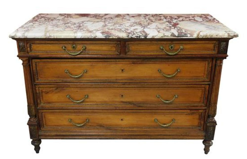 Continental marble top chest of drawers beveled edge slab top