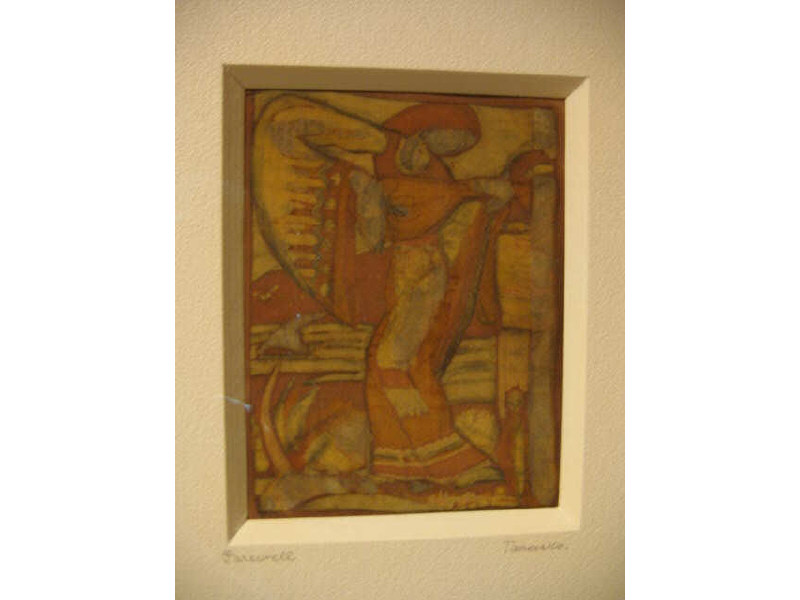 TANASKO MILOVICH AMERICAN 1900 1964 Figure with mandolin batik on