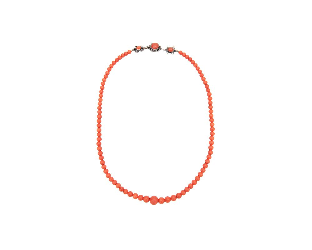 Coral Necklace Coral Necklace comprised of graduated round coral beads