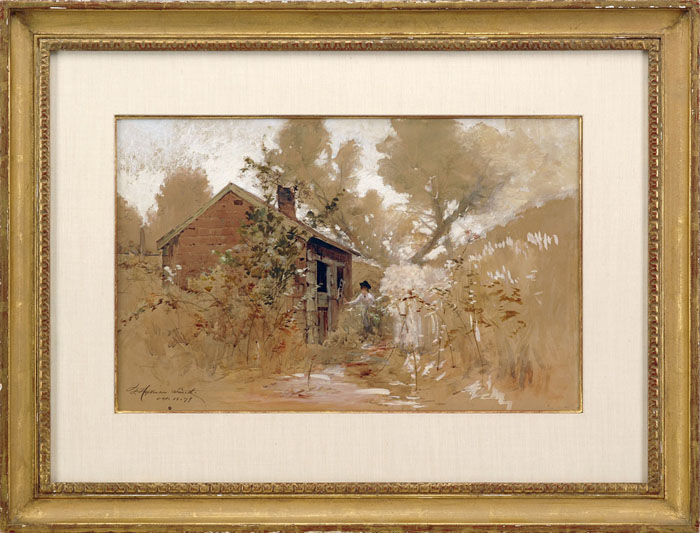 FRANCIS HOPKINSON SMITH AMERICAN 1838 1915 THE VISIT Watercolor gouache