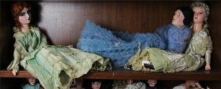 Boudoir dolls each having painted composition heads on cloth bodies