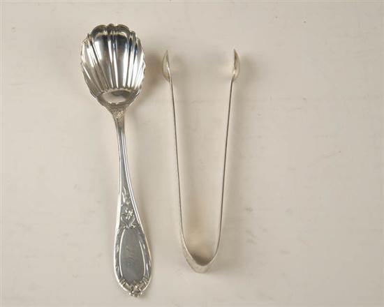 Two Coin Silver Sugar Servers a tongs by Daniel Boyer