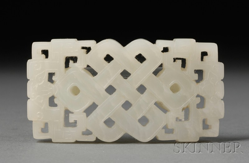 Jade Belt Plaque 19th century pale green jade carved in