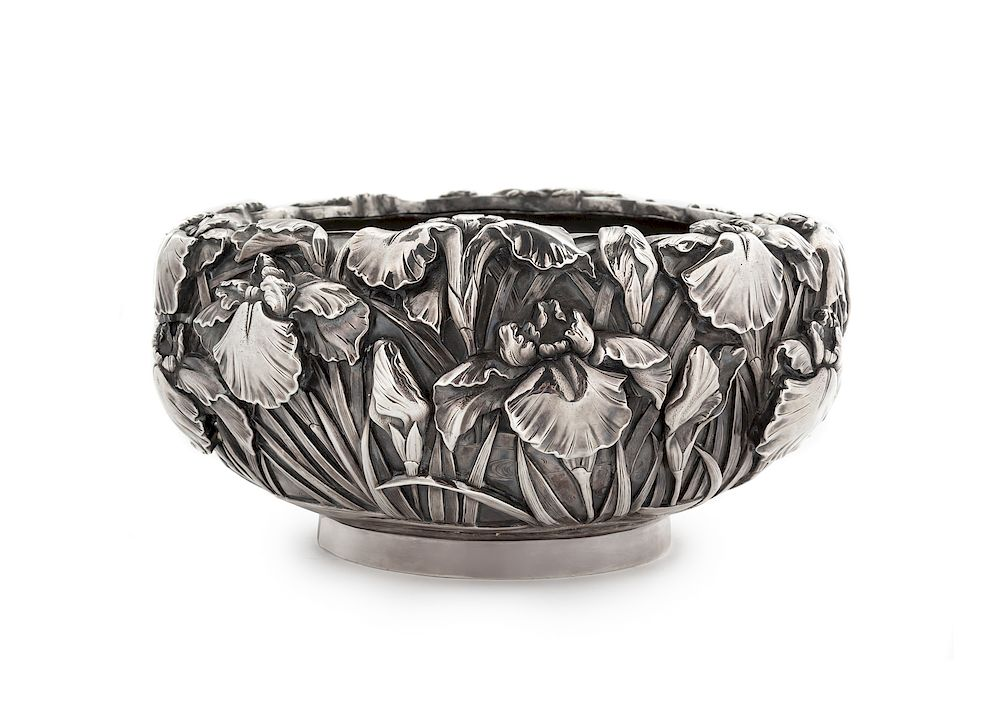 A Large Japanese Silver Repousse Bowl Height 4 1 2