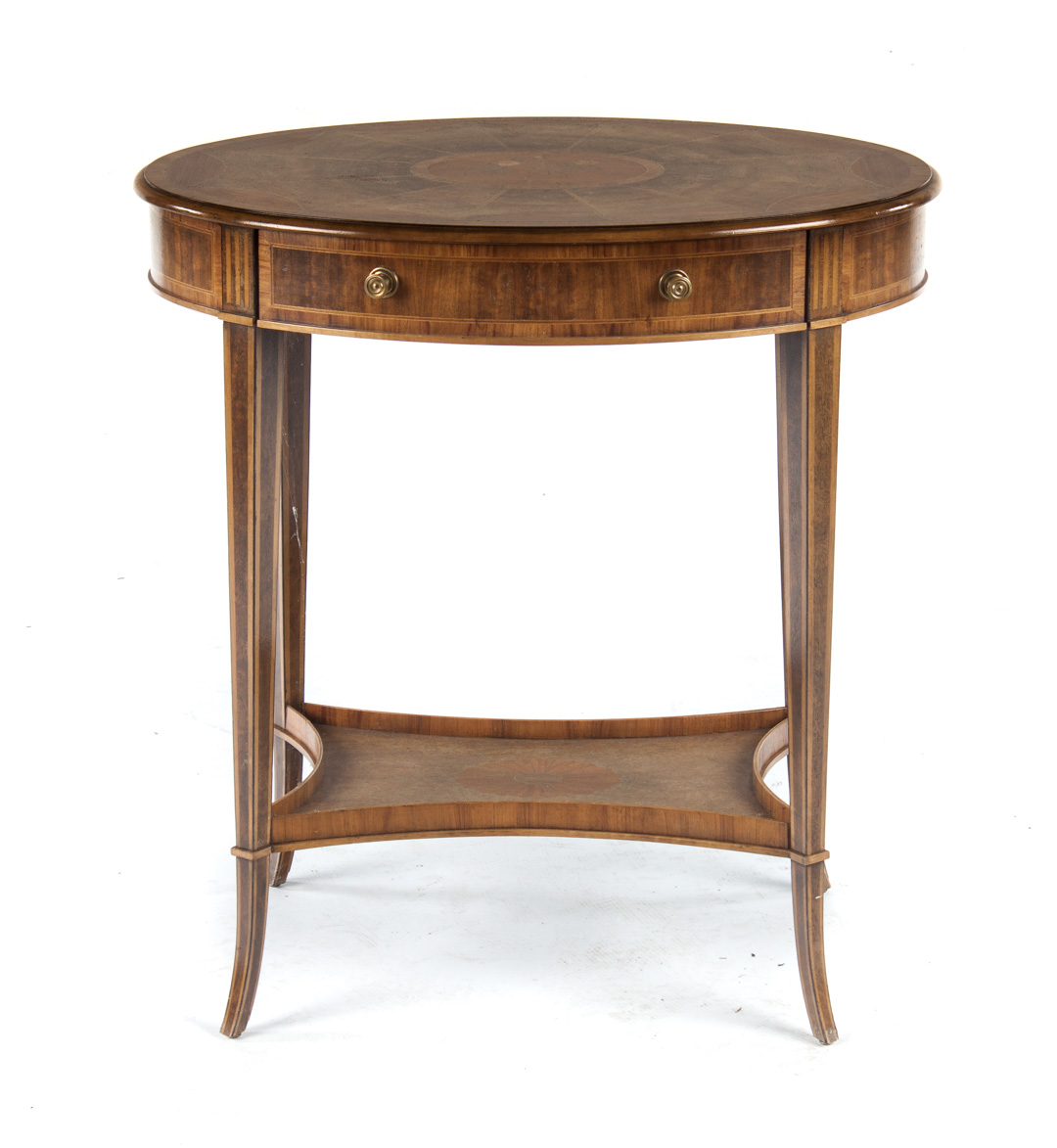 Baker oval mahogany side table 20th century Adam style rosebud