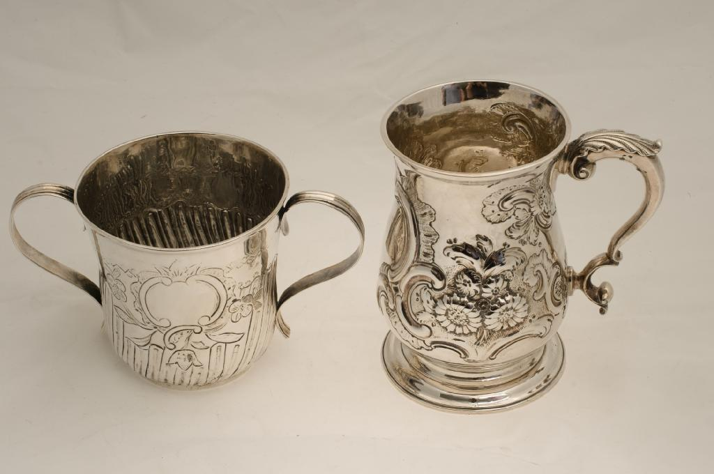 EARLY GEORGE III SILVER TWO HANDLED CUP LONDON 1769 marks