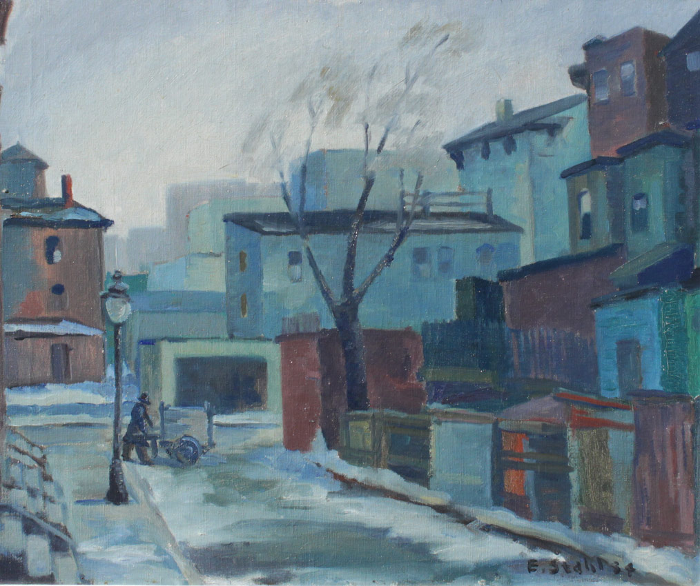 STAHL Emile German 1847 1938 Urban Scene with Street Peddler