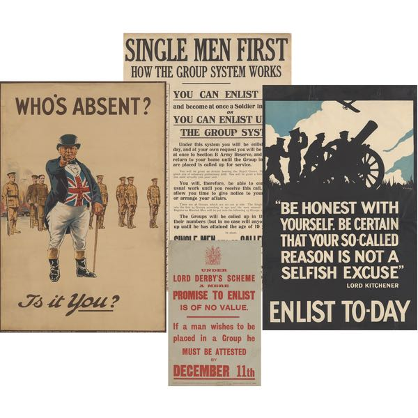 WWI BRITISH RECRUITING POSTERS 29 x 19 approximately smaller 17