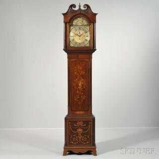 James Peddie Quarter chiming Marquetry Longcase Clock Stirling Scotland last
