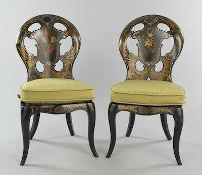 A Pair of Victorian Papier Mache Parlour Chairs Beautifully preserved