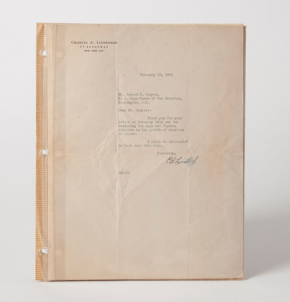 Lindbergh Letter Dated February 19 1932 with Clear Signature Lindbergh