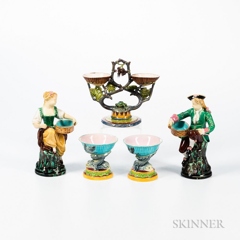 Five Mintons Majolica Items Five Mintons Majolica Items England c