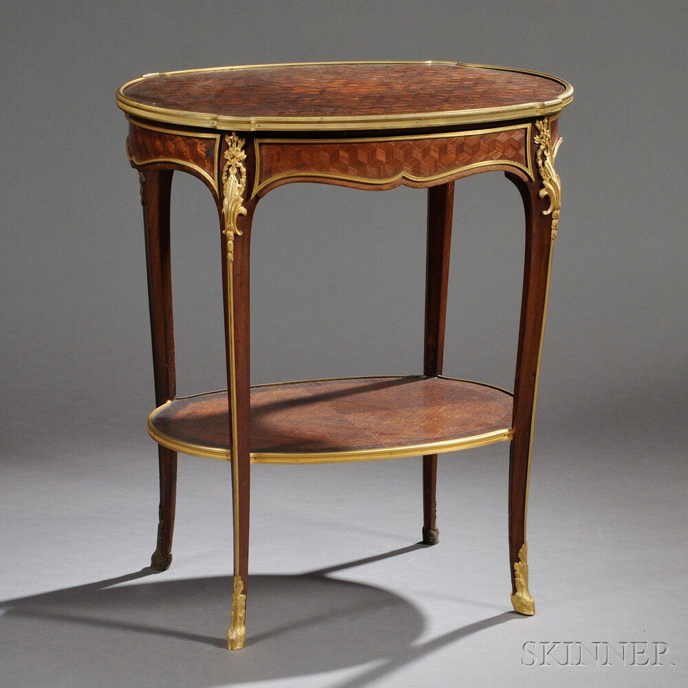 Louis XV style Kingwood Parquetry inlaid and Ormolu mounted Occasional