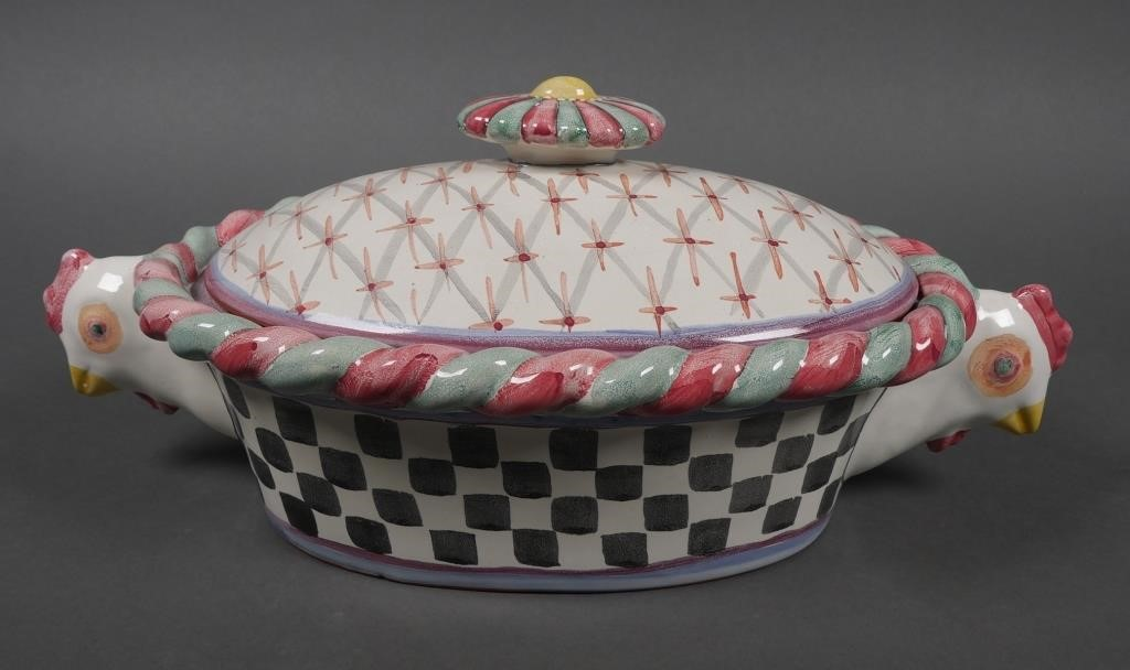Mackenzie Childs piccadilly chicken covered casserole dish Dish measures approx