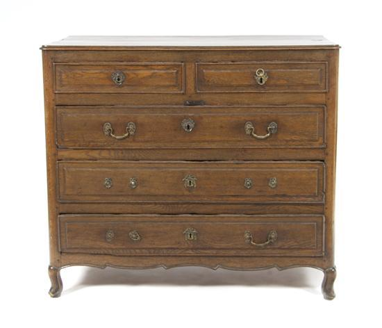 Provincial Oak Commode having rectangular top over two short drawers