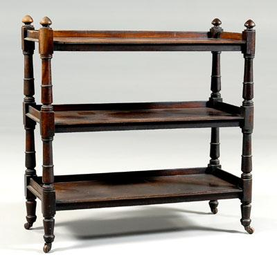 Regency mahogany three tiered server mahogany throughout with rich dark