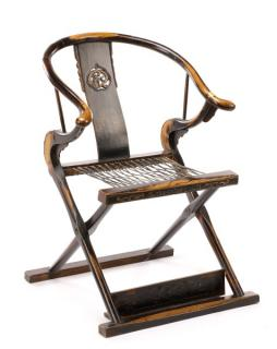 Chinese Horseshoe Back Jiaoyi Folding Armchair Chinese late 19th century