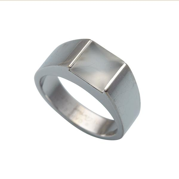 Cartier 18k White Gold Ring set with a square domed