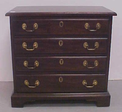 20th C small four drawer chest mahogany with oak secondary