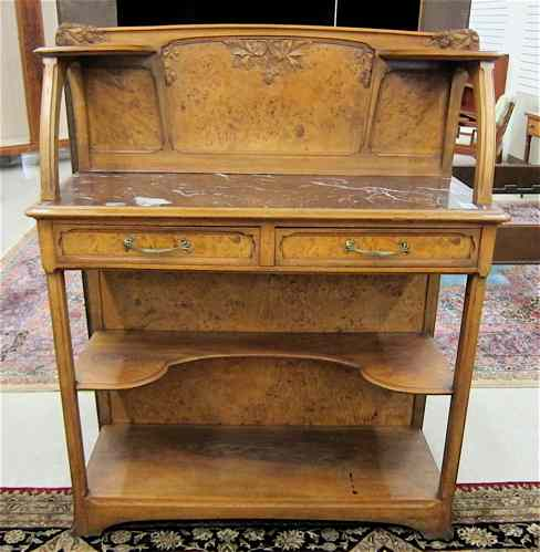 ART NOUVEAU WALNUT SERVING STAND French c 1890 1910 a