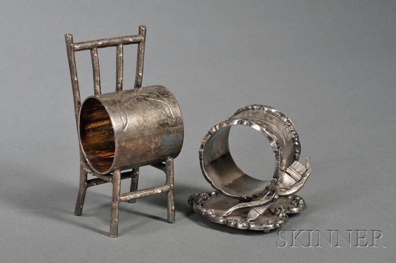 Two American Victorian Silverplate Napkin Rings late 19th century comprising
