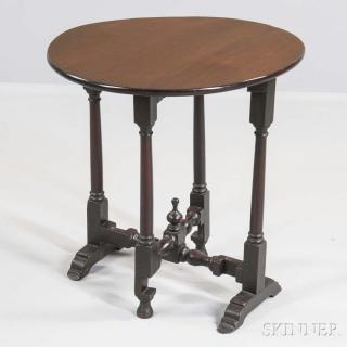 Turned Walnut Tuckaway Table 18th century with oval top supported