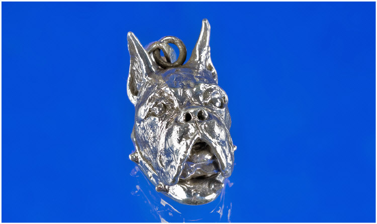 Silver Pendant Realistically Modelled As A Rottweiler Dog Stamped 925