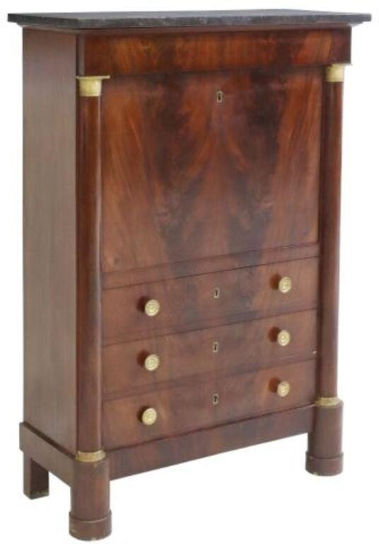 French Empire style flame mahogany fall front desk late 19th