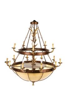 Rustic Black Forest Style Antler Motif Chandelier American 20th century