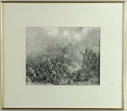 FRAMED BLACK AND WHITE LITHOGRAPH BONAPARTE SEIZE OF ST JEAN