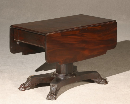 Classical Mahogany Drop Leaf Pedestal Breakfast Table Maryland Circa 1815