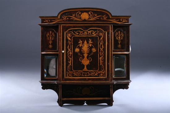 CONTINENTAL MARQUETRY INLAID HANGING WALL CUPBOARD 19th century possibly Sicilian