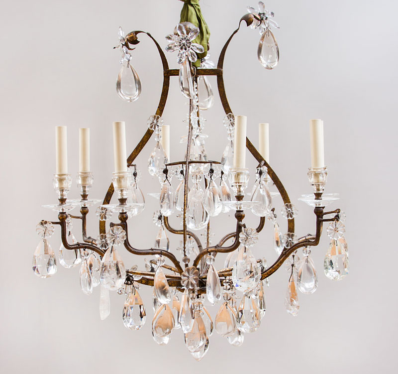 LOUIS XV STYLE GILT METAL MOUNTED FACETED GLASS AND ROCK