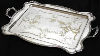 Very Large Barbour Silver The roses and arabesques incised rectangular