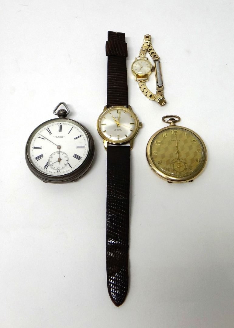 A lady s gold circular cased Longines wristwatch the case