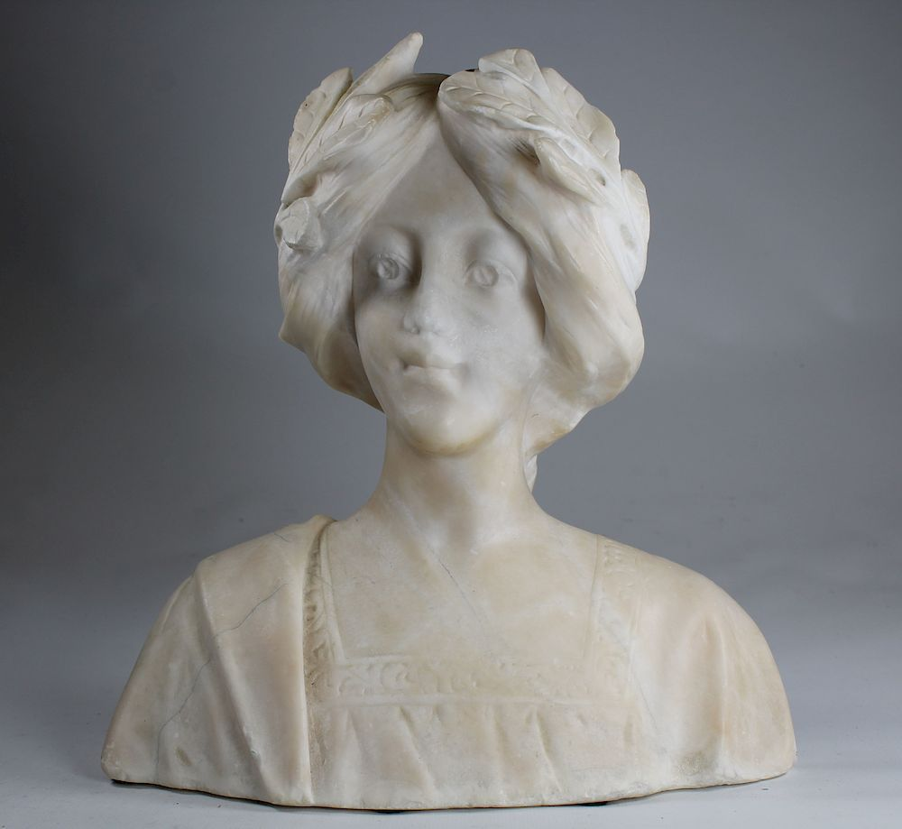 Carved Marble Bust of Diana the Huntress Carved Marble Bust
