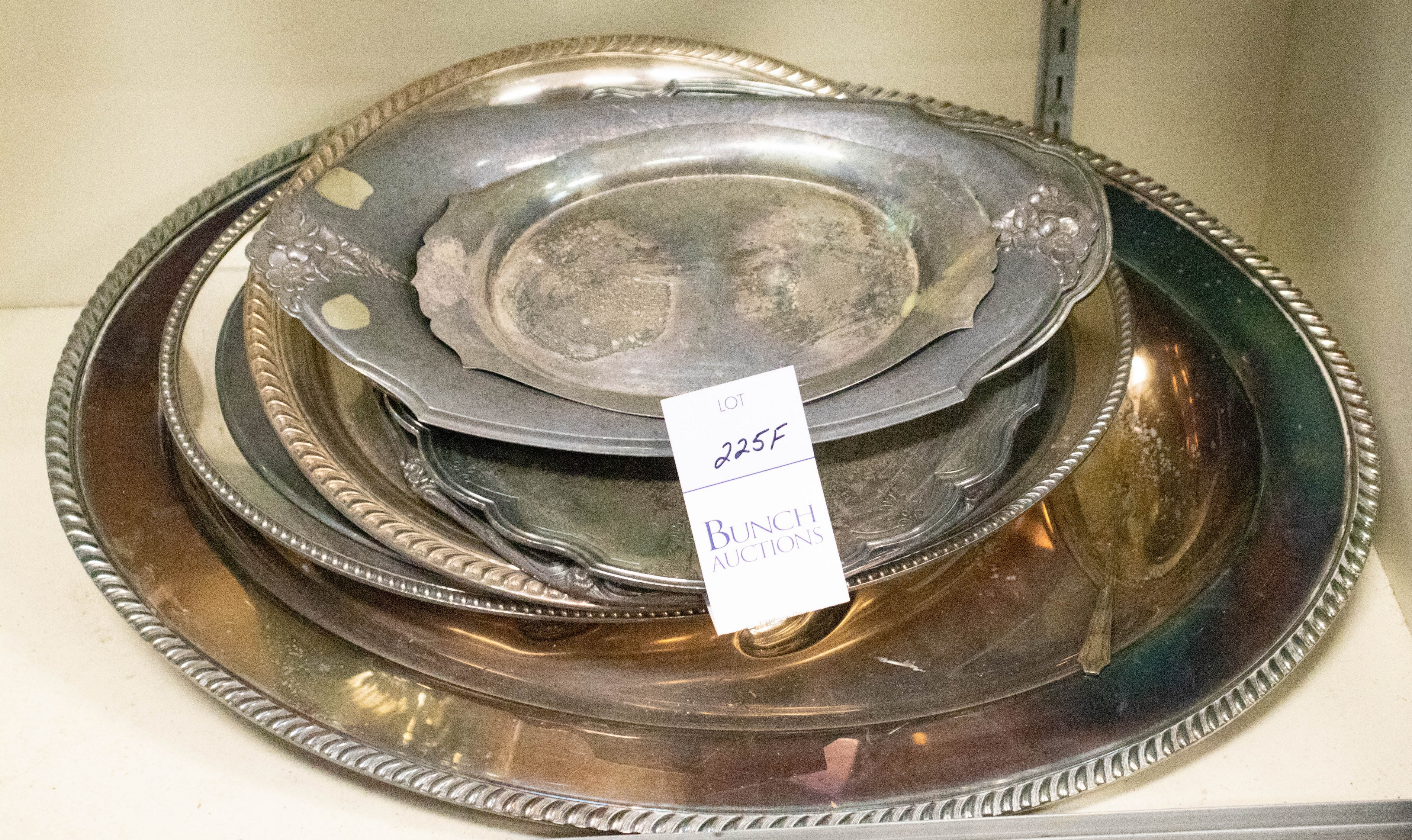 10 Silver plate trays c o 2 tree well platters