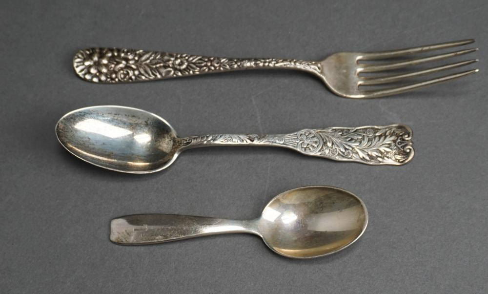 THREE STERLING SILVER FLAT TABLE ARTICLES INCLUDING TIFFANY CO YOUTH