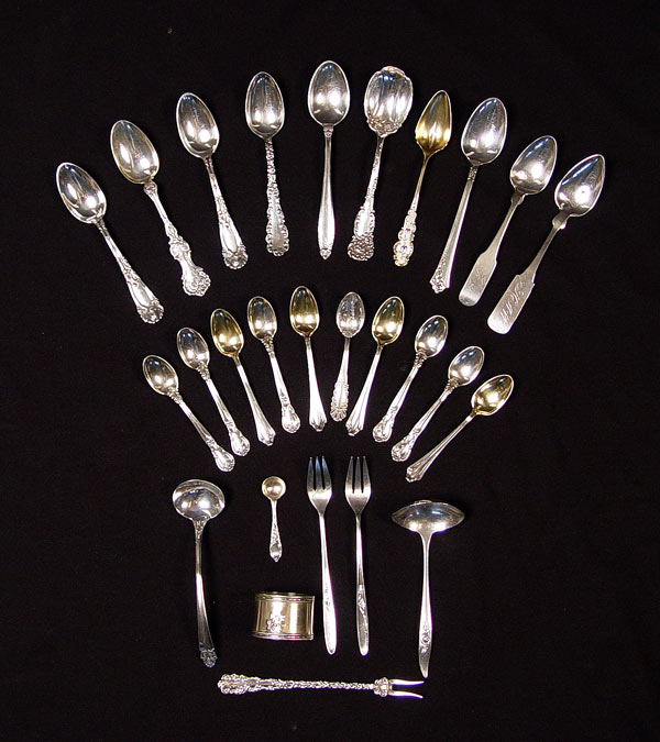 ESTATE COLLECTION OF STERLING SPOONS FORKS 27 pieces by assorted